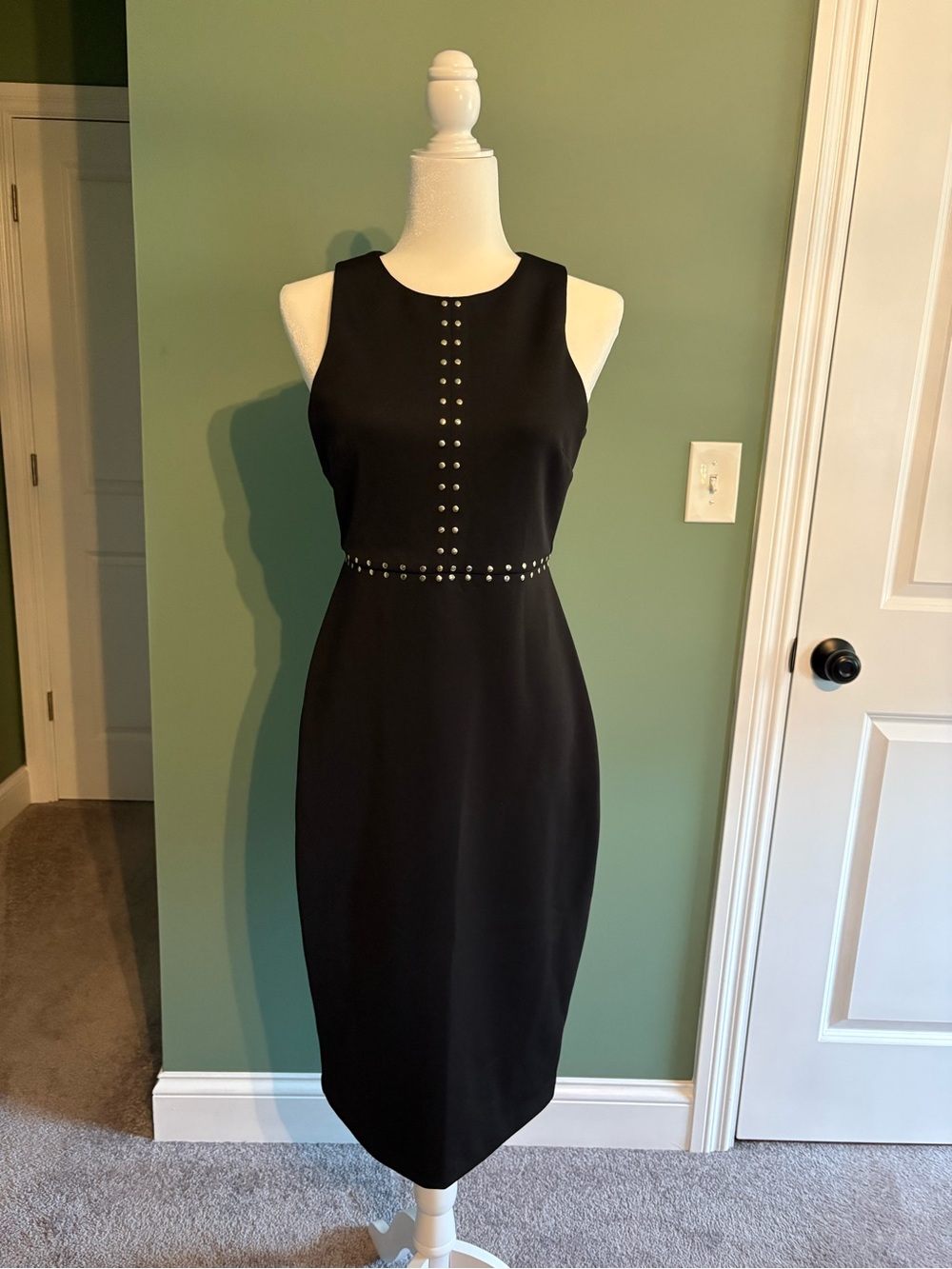 Black Sleeveless Dress with Studded Detail